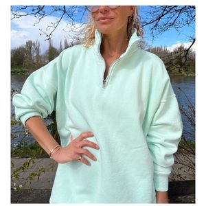 Sloppy Joe sweatshirt Diana Zip Neck, Pale Mint